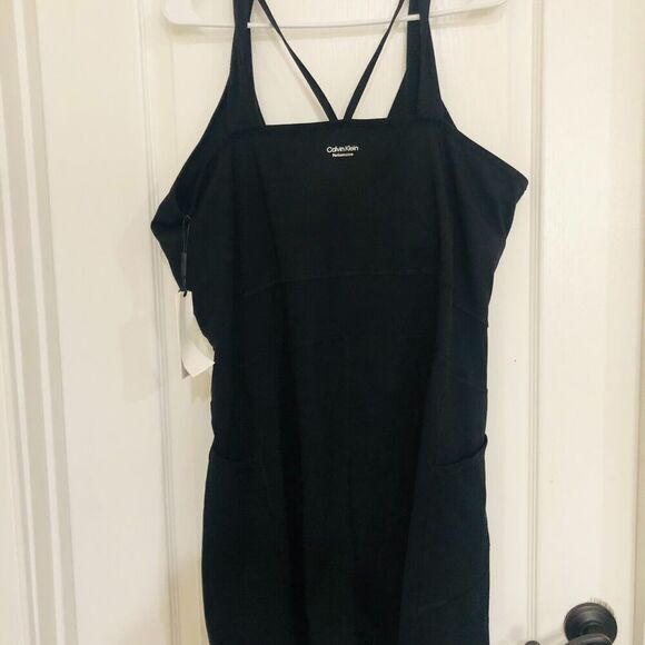 Calvin Klein Performance Women's Strappy-Back Active Romper Black Plus Size 3X - Picture 8 of 11